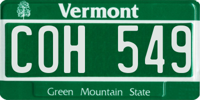 VT license plate COH549