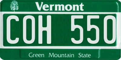 VT license plate COH550