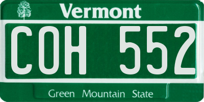 VT license plate COH552