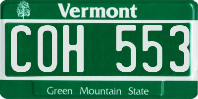 VT license plate COH553