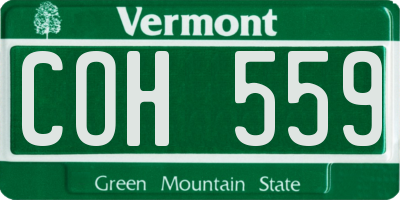 VT license plate COH559