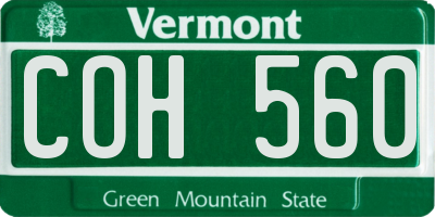 VT license plate COH560