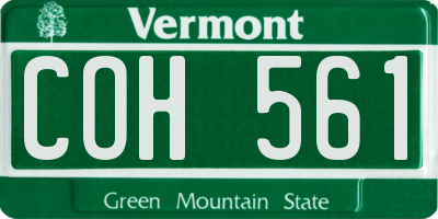 VT license plate COH561