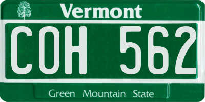 VT license plate COH562