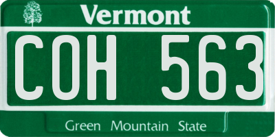 VT license plate COH563