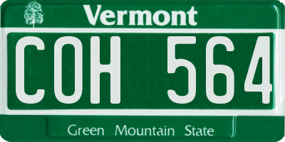 VT license plate COH564