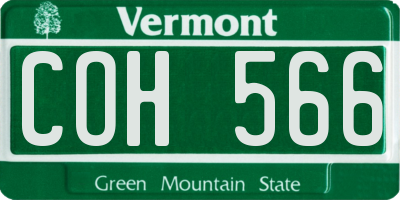 VT license plate COH566
