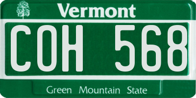 VT license plate COH568