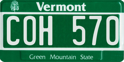 VT license plate COH570