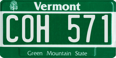 VT license plate COH571