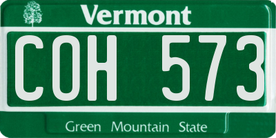 VT license plate COH573