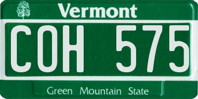 VT license plate COH575