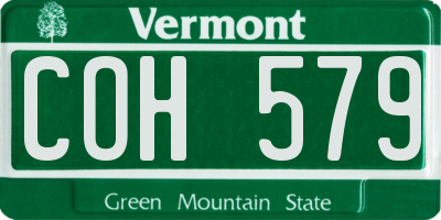 VT license plate COH579