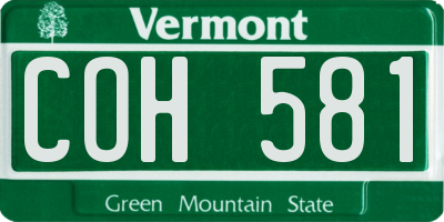 VT license plate COH581