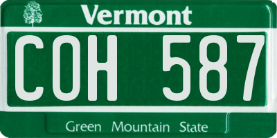 VT license plate COH587