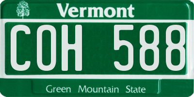 VT license plate COH588