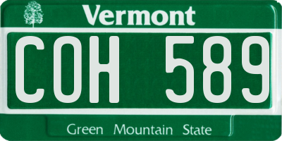 VT license plate COH589