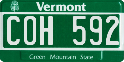 VT license plate COH592