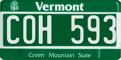 VT license plate COH593