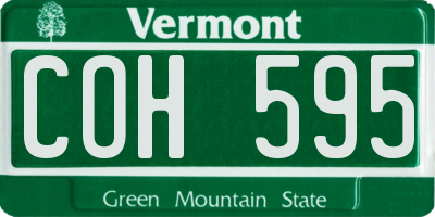 VT license plate COH595