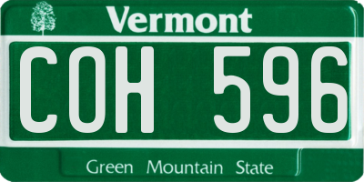 VT license plate COH596