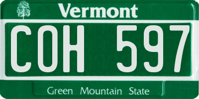 VT license plate COH597