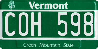 VT license plate COH598