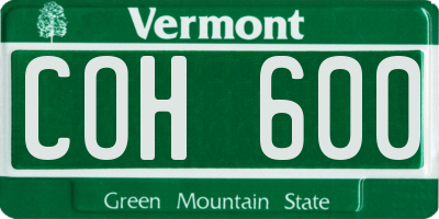 VT license plate COH600