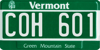VT license plate COH601
