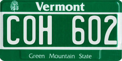 VT license plate COH602