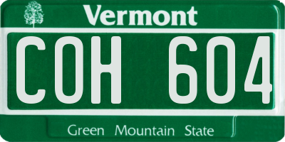 VT license plate COH604