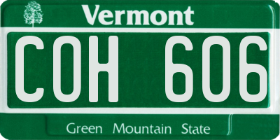 VT license plate COH606