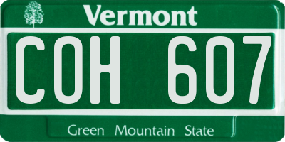 VT license plate COH607