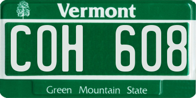 VT license plate COH608
