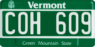 VT license plate COH609