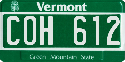 VT license plate COH612