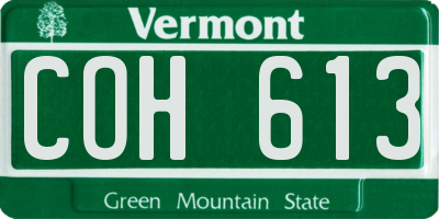 VT license plate COH613