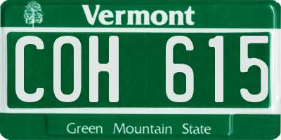 VT license plate COH615