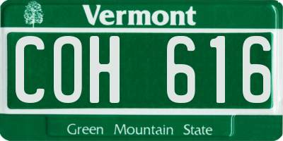 VT license plate COH616
