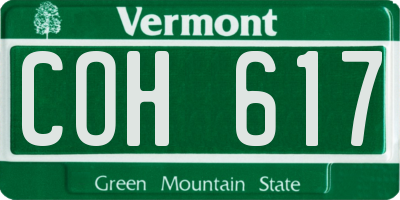 VT license plate COH617