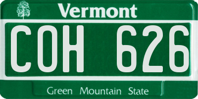VT license plate COH626