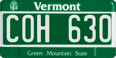 VT license plate COH630