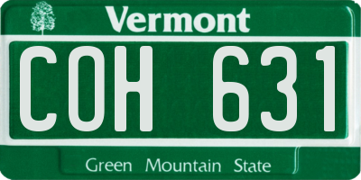 VT license plate COH631