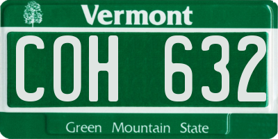 VT license plate COH632