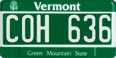 VT license plate COH636