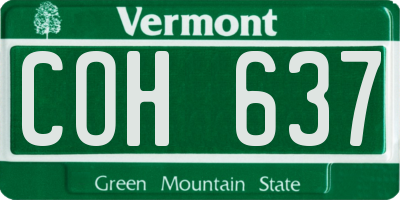 VT license plate COH637