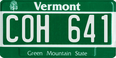 VT license plate COH641