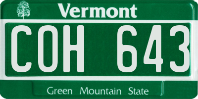 VT license plate COH643