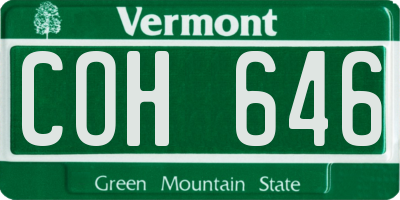 VT license plate COH646