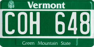VT license plate COH648